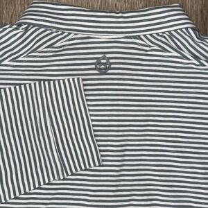 Tasc Performance Bamboo Long Sleeve Polo Shirt Men's 2XL Grey White Striped